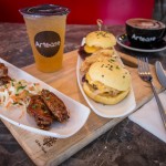 Yellow Mini Burger & BBQ Chicken Wings