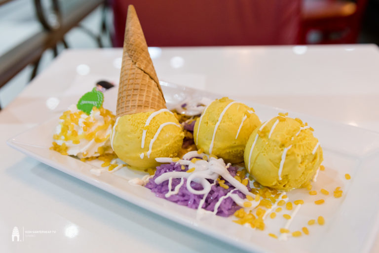 បានសាកហើយនៅ ការ៉េមរសជាតិទុរេនម៉ាន់ថង នឹងបាយដំណើប ផ្កាអញ្ជ័ន