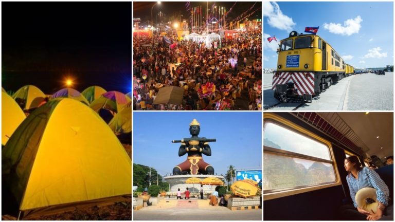 ទំលាក់ ៥ដុល្លារឡើងរថភ្លើង ៥ដុល្លារដេកតង់នៅបាត់ដំបង ដើរលេងបុណ្យទន្លេម៉ាសប្បាយ